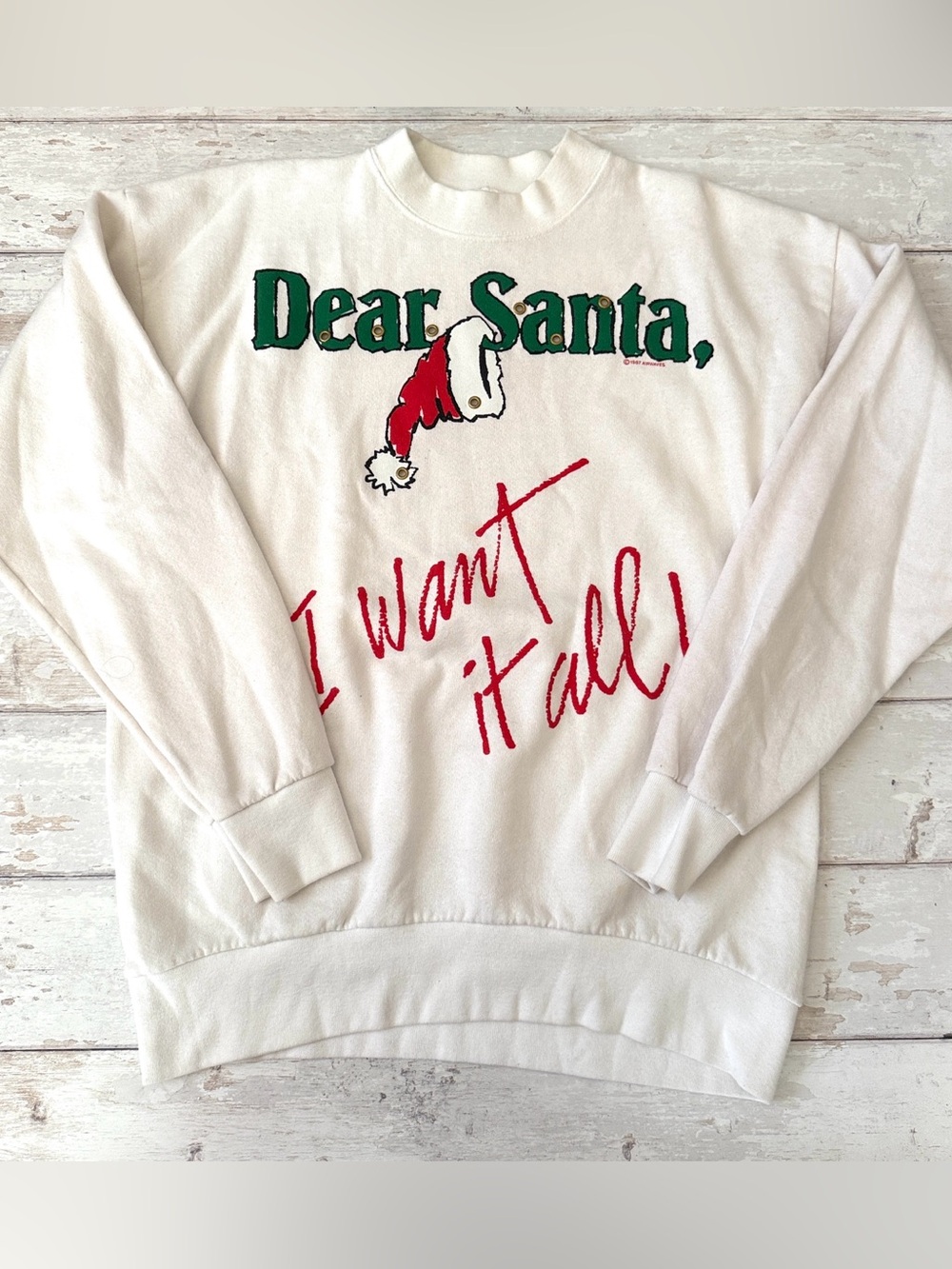 Unisex XL White Christmas Holiday Crewneck Sweatshirt Dear Santa X Large